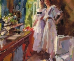 Константин Коровин. У открытого окна. Портрет дочерей Ф.И.Шаляпина. 1916